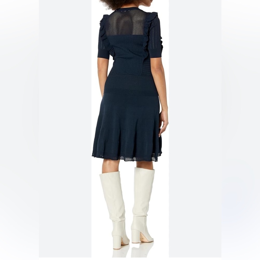 Scotch & Soda Navy Knit Circle Skirt with Flared Hem